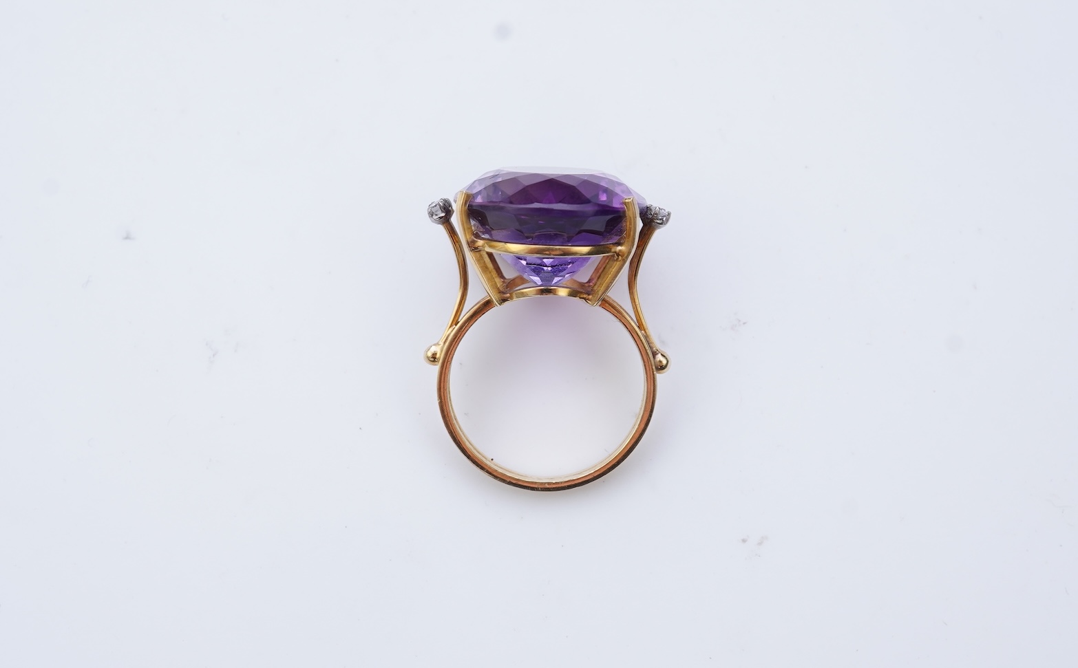 An amethyst and diamond ring